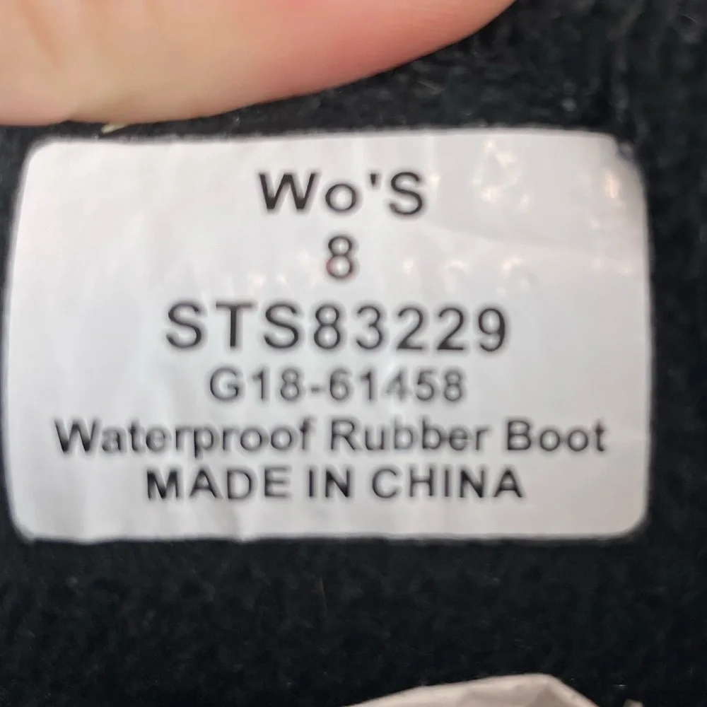 Sperry Womens Saltwater Nylon Quilt Rain Boots Duck Boots Black Sz 8